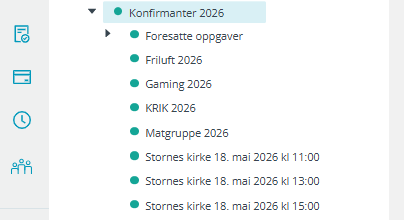 Skjermbilde fra applikasjonen Medarbeideren som viser en hovedgruppe med flere undergrupper.