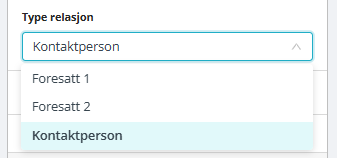 Valg av relasjon.