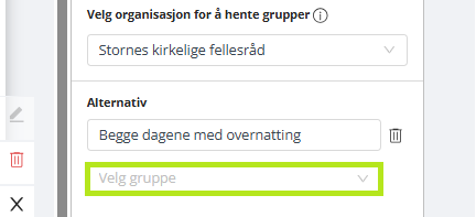 Valg av grupper.