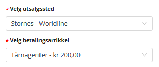 Valg av betaling.