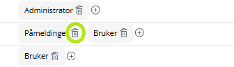 Skjermbildet viser rolle sletting i Medarbeideren.