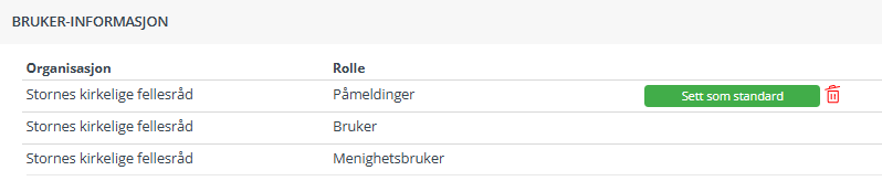 Skjermbildet viser rolle sletting i Medarbeideren.
