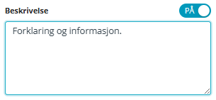 Alternativ 'Beskrivelse' er satt 'På'.