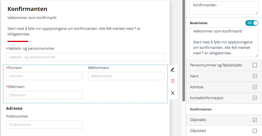 Redigering av seksjon.