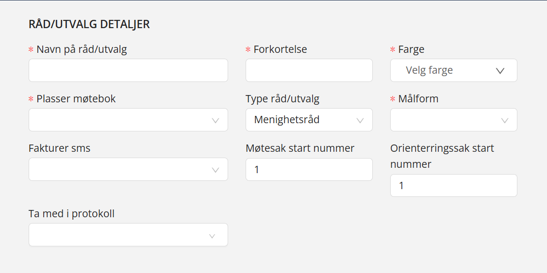 Detaljer for råd eller utvalg.