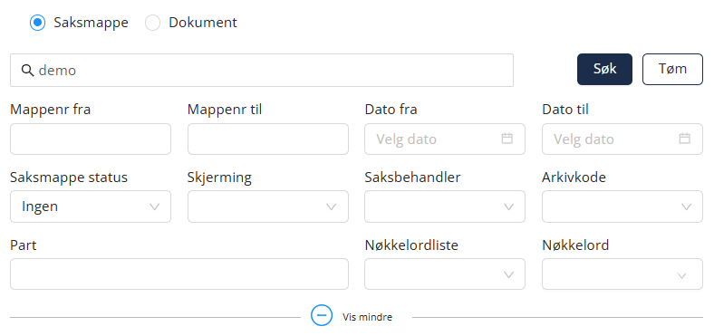 Utvidet søk.