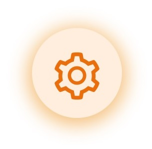 Innstillingsikon – oransje tannhjul.