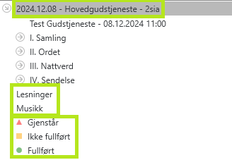 Navigasjonspanel til venstre i redigeringsmodus.