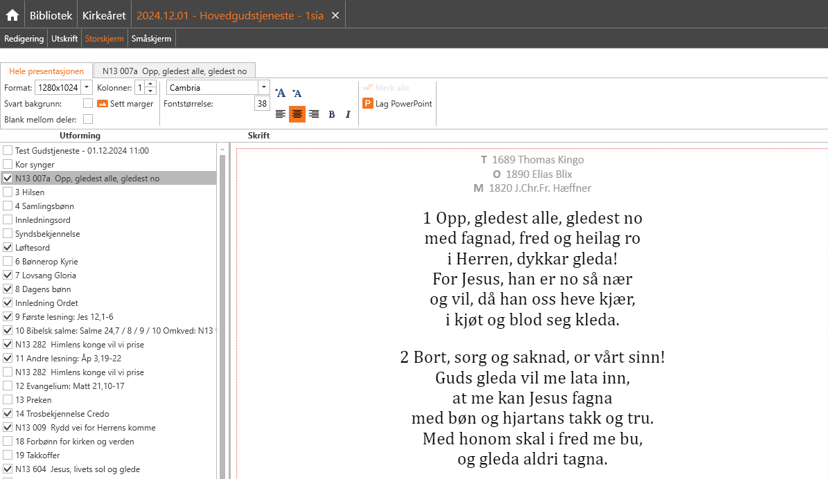 Arbeidsflate for storskjermpresentasjon.