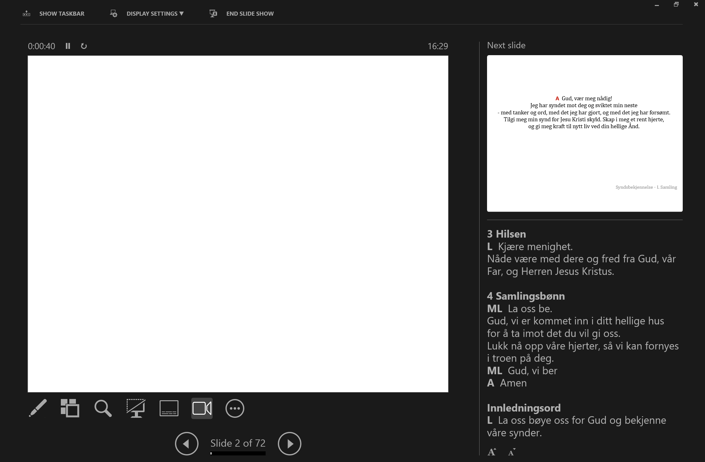PowerPoint-visning med notatfelt.