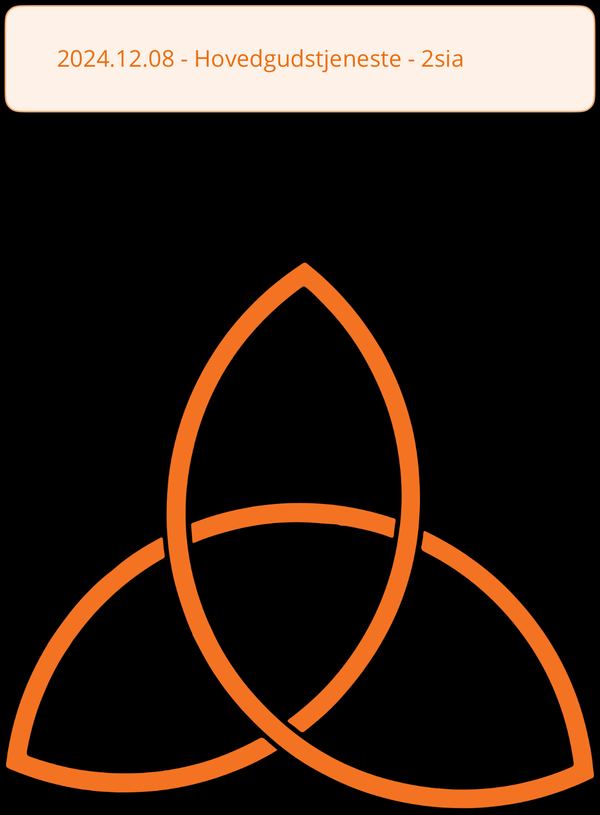 Ikonet til iKirken-appen viser en stilisert, hvit trekantet figur som symboliserer en triquetra (tradisjonell kristen og keltisk symbolikk) på en bakgrunn med gradient i oransje toner. Designet er enkelt og moderne, med fokus på det sentrale symbolet som formidler tilknytning til tro og fellesskap.