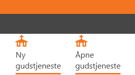 Bildet fra LabOra Verksted som viser ikoner 'Ny gudstjeneste' og 'Åpne gudstjeneste'.